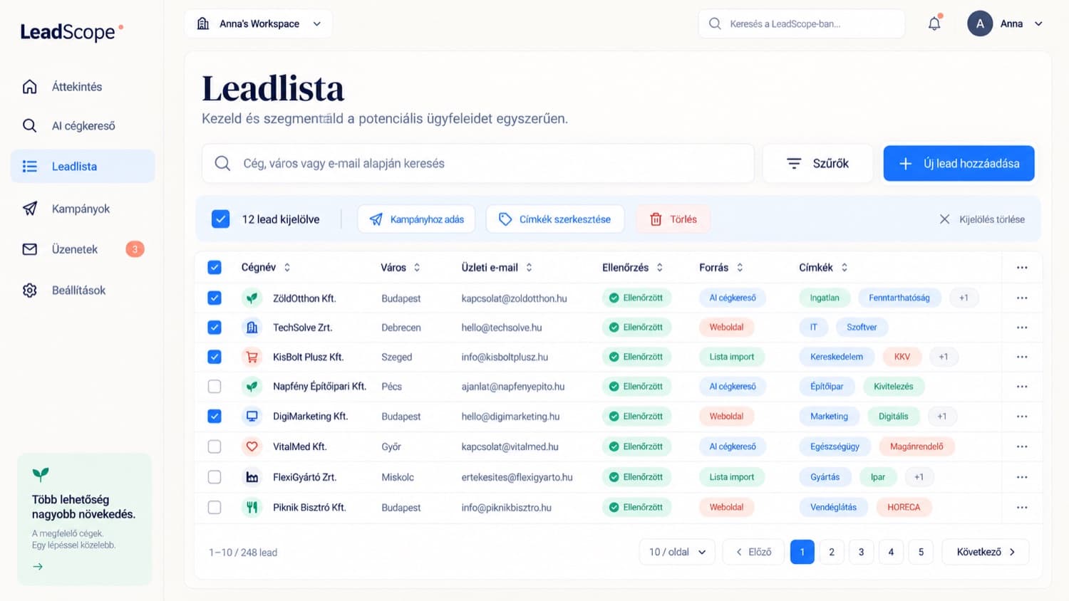 Ellenőrzött e-mail címek